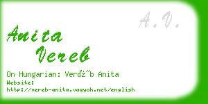 anita vereb business card